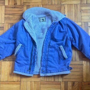 Lilac Dyed Vintage Denim Shearling Jacket By Shelbe Shop
